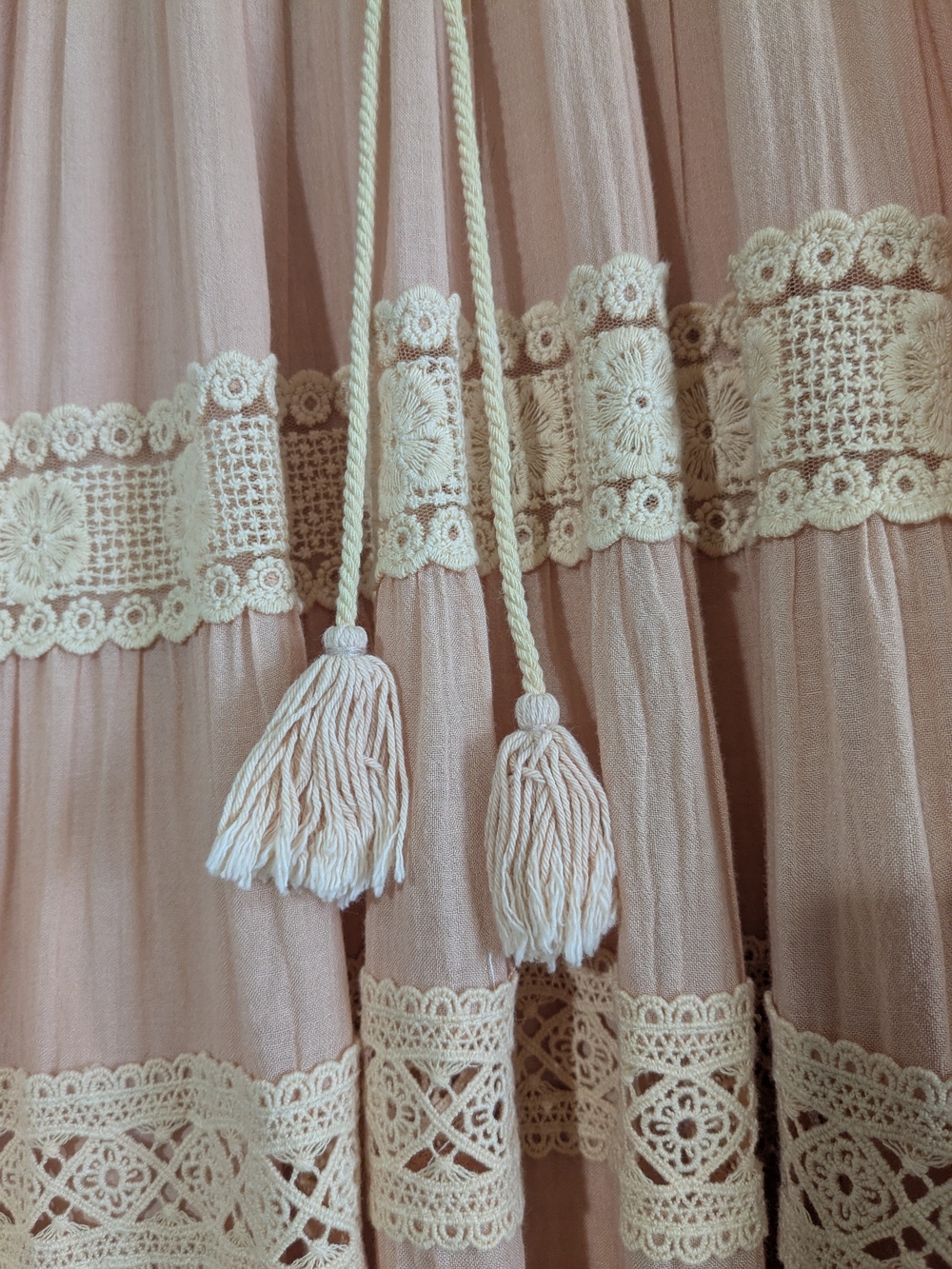 Spell Designs Prairie Peach Hi-Lo Lace Ruffle Tiered Maxi Skirt Early Spell  S - Picture 7 of 16